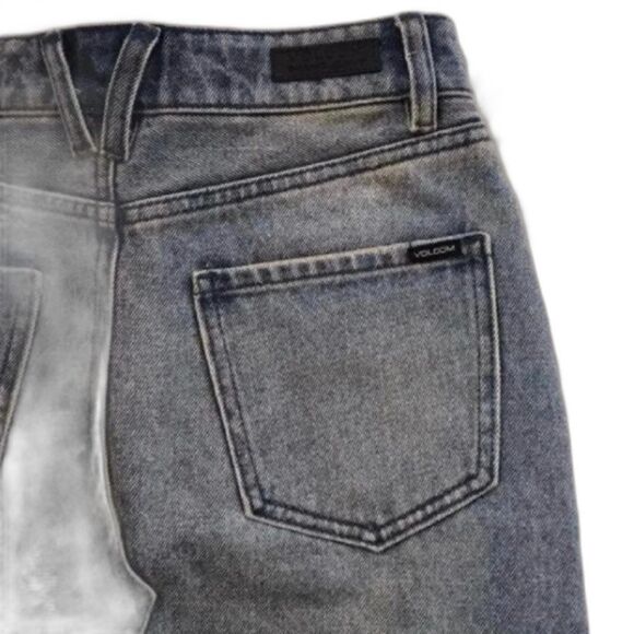 Volcom Jean Skirt Mini High Rise Ripped Destroyed Distressed Raw Hem XS 0/2 EUC! - Picture 3 of 9